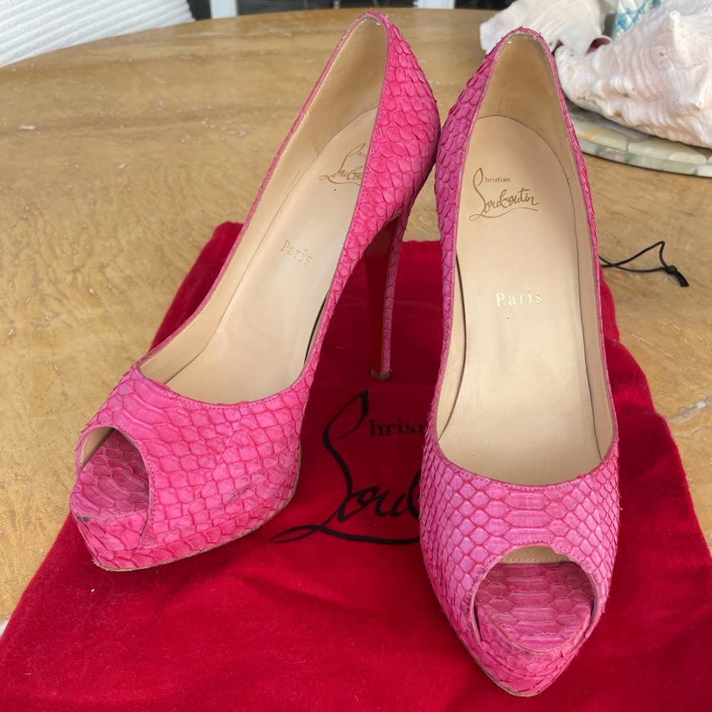 Pink Snakeskin Louboutin Heels